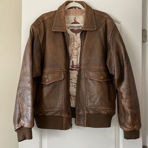 Vintage Brown Leather Neil Airborne Martin Bomber Jacket, Size 44